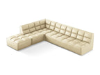 Reversible L-shaped modular corner sofa in faux leather - beige - Meubiana