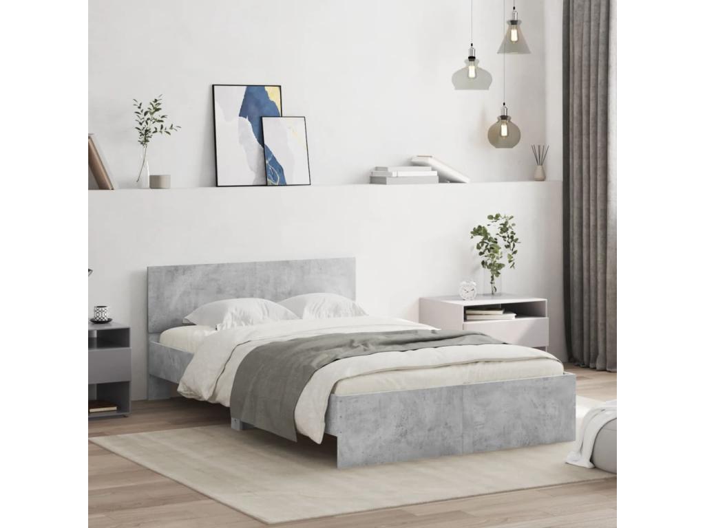 Bed frame with headboard, concrete grey, 135x190 GFZG36583