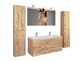 Laviecasa 5-piece double sink bathroom furniture set with Budasi sink and mirror, honey oak JEGX32520
