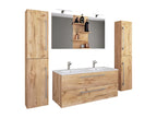 Laviecasa 5-piece double sink bathroom furniture set with Budasi sink and mirror, honey oak JEGX32520