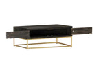 Black and gold coffee table, 90x50x35 cm, solid mango wood