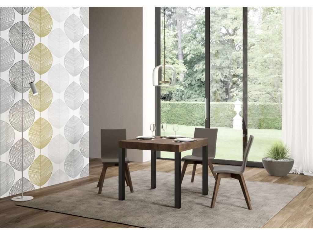 Extendable table 90x90/246 cm Everyday Walnut Anthracite frame