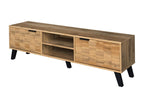 Modern TV stand with wood effect, 2 doors and 2 open compartments, 160x35x45cm, Dhaasti VUPE02356