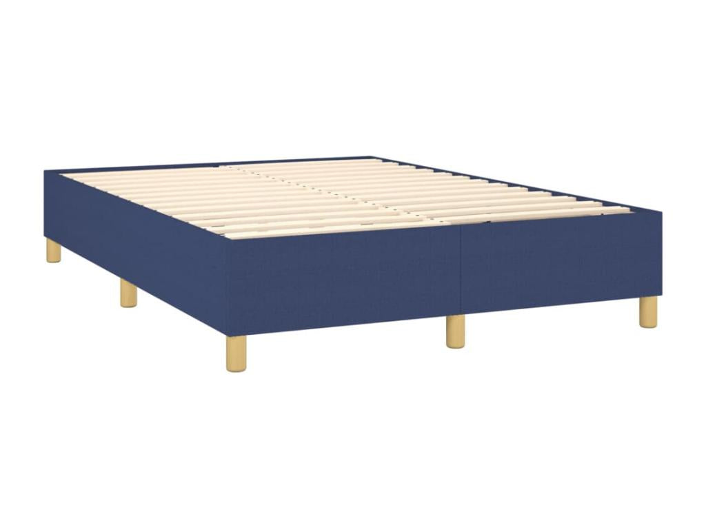 Upholstered bed base with mattress, blue, 140x190 cm, fabric PMBJ30052