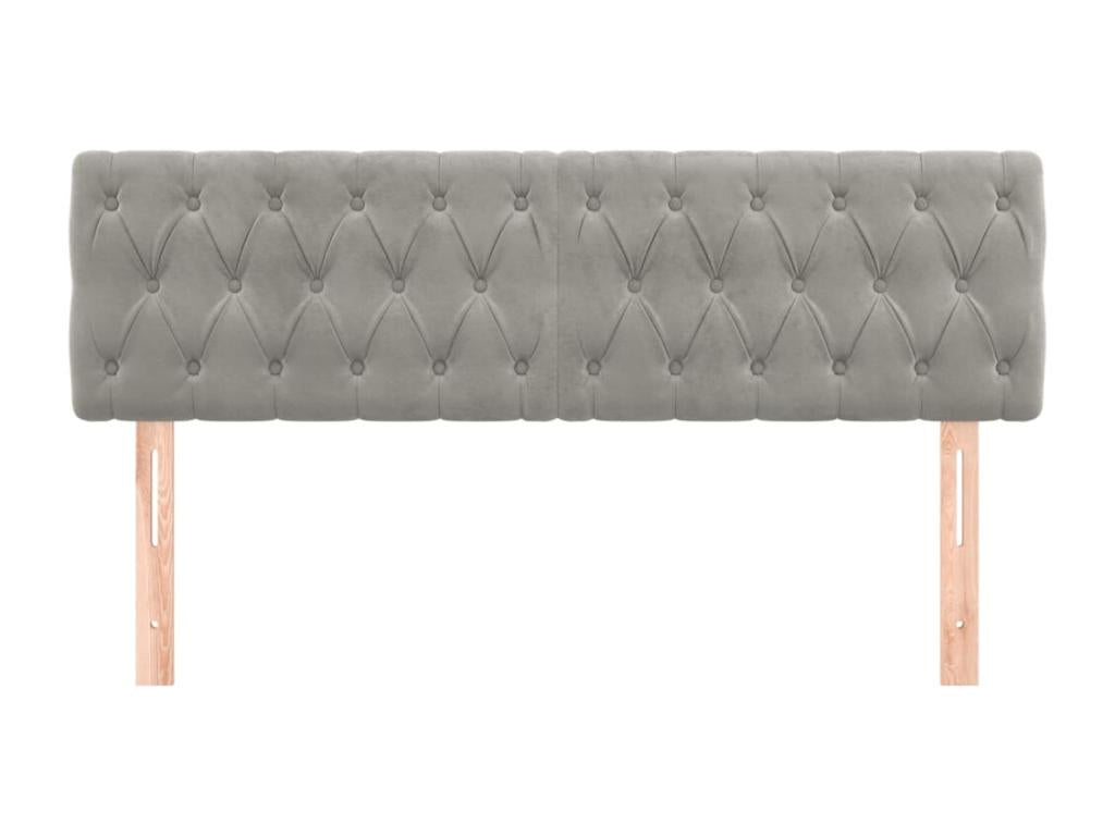 2-piece headboard set, light grey, 80x7x78/88 cm, velvet