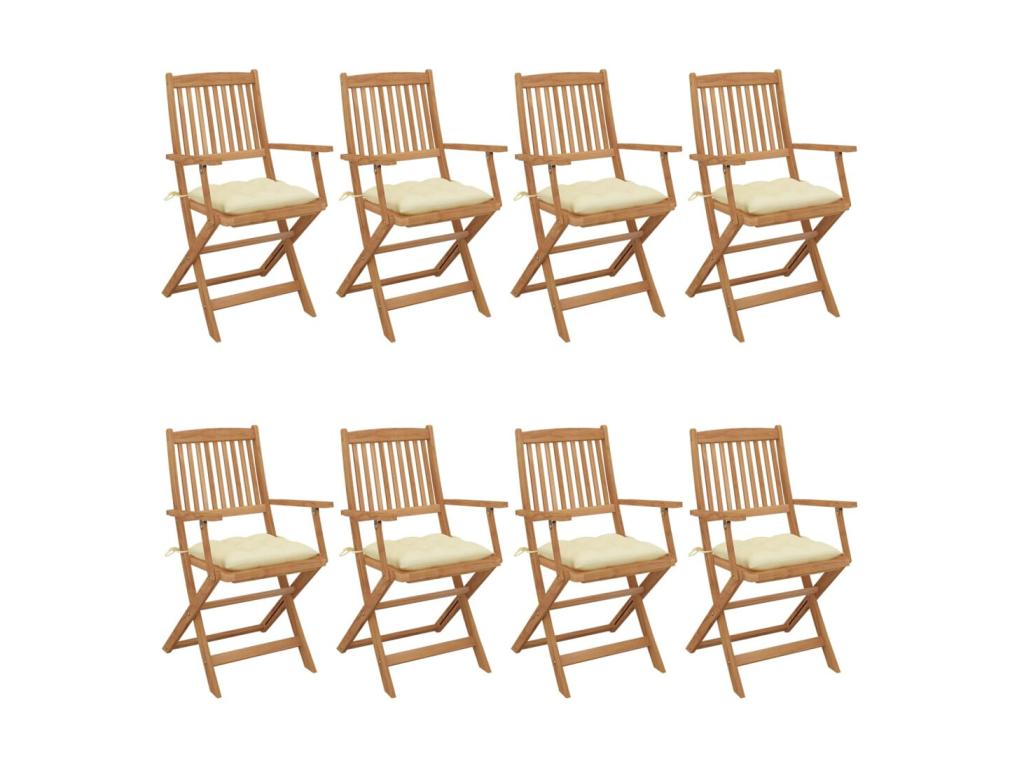 Laviecasa 8-piece folding garden chairs with cushions, wood, 10 HNLI65969