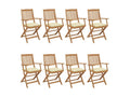 Laviecasa 8-piece folding garden chairs with cushions, wood, 10 HNLI65969