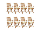 Laviecasa 8-piece folding garden chairs with cushions, wood, 10 HNLI65969