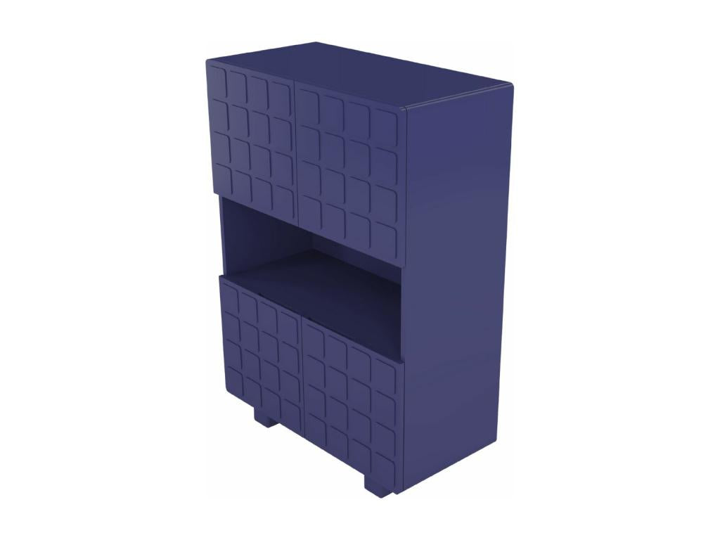 Modern sideboard with 3D fronts, Meubiana CUBO HIGH / noble blue color / width - 85 cm