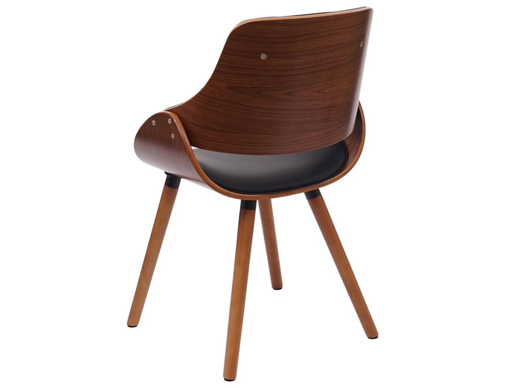 Meubiana-D23 Dining Chair, Retro Design Chair with Backrest - Black Faux Leather