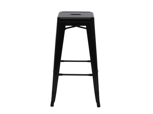 2x Meubiana-A73 bar stools, stackable industrial design metal counter chairs - black