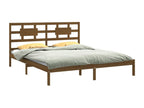 Bed frame without mattress, honey brown, 200x200 cm, solid wood