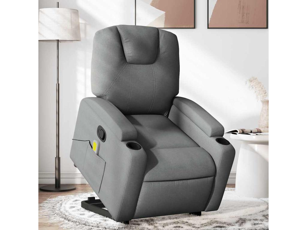 Reclining Massage Chair, Dark Grey Fabric, MNOQ59281