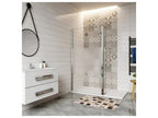 Walk-in shower enclosure with frosted glass center, 110 x 30 x 200 cm, with pivoting return and 70-120 cm cylindrical support bar