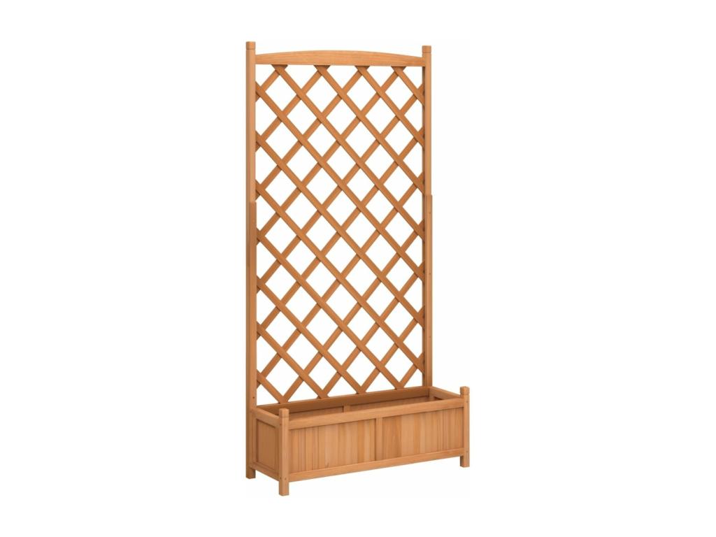 Planter with brown trellis made of solid fir wood TYKL95115