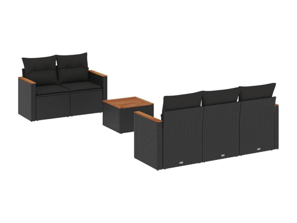 6-piece garden furniture set with cushions, black woven resin ULSO06130