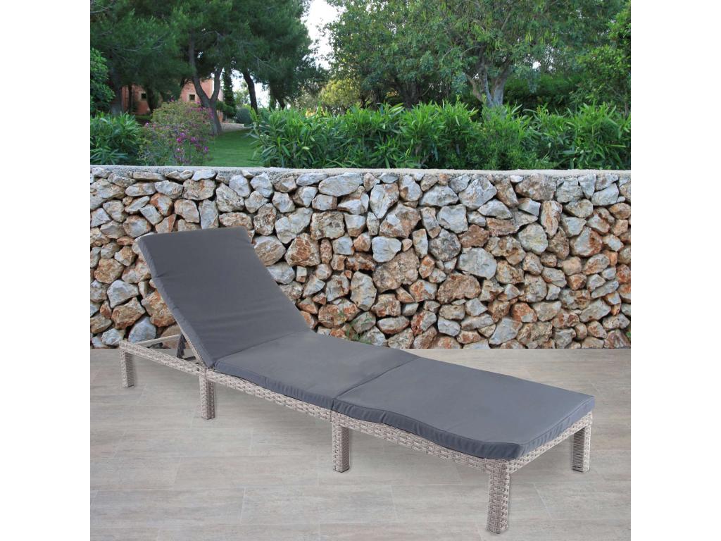 Laviecasa-A51 polyrattan garden chaise longue - Basic grey with dark grey mattress QIQV24190