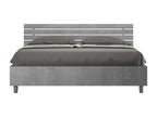 Bed with slatted base 160x190, straight headboard with concrete grey slats, Laviecasa TJPG65692