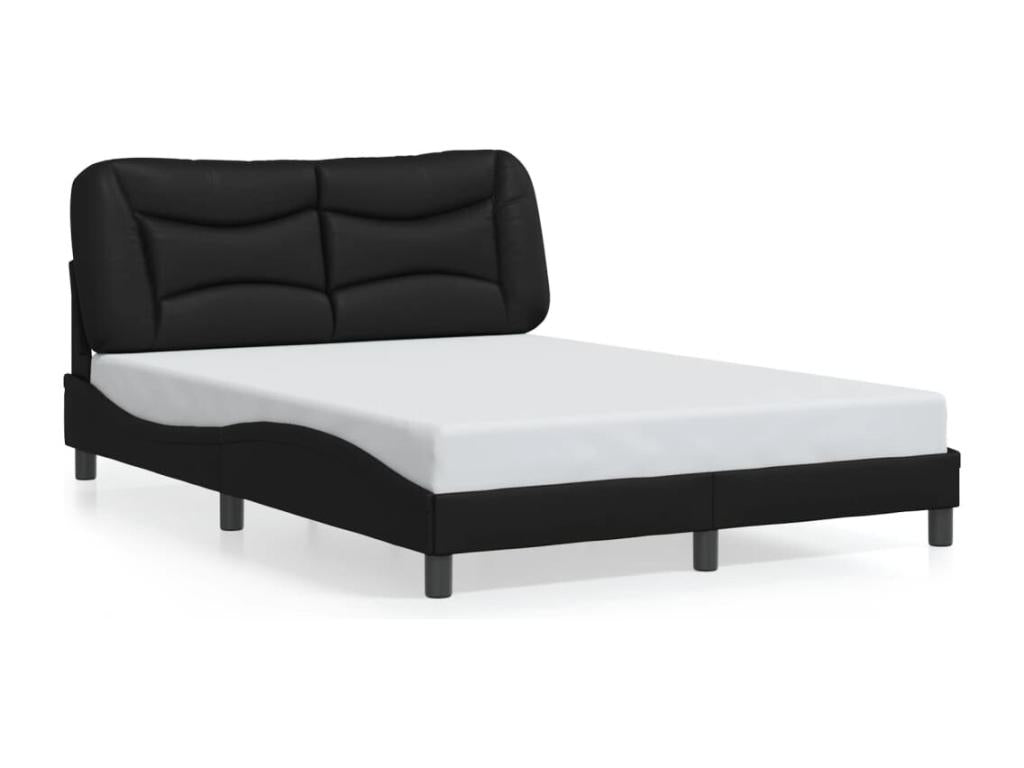 Black faux leather bed frame without mattress 140x200 cm SXCX72699