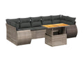 8-piece garden furniture set with grey resin wicker cushions MDRT37282