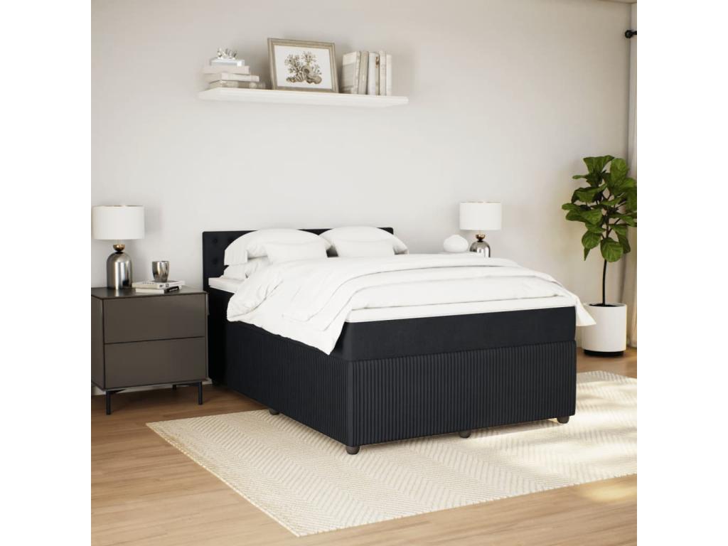 Laviecasa bed base with black 140x190 cm velvet mattress QYOU89400
