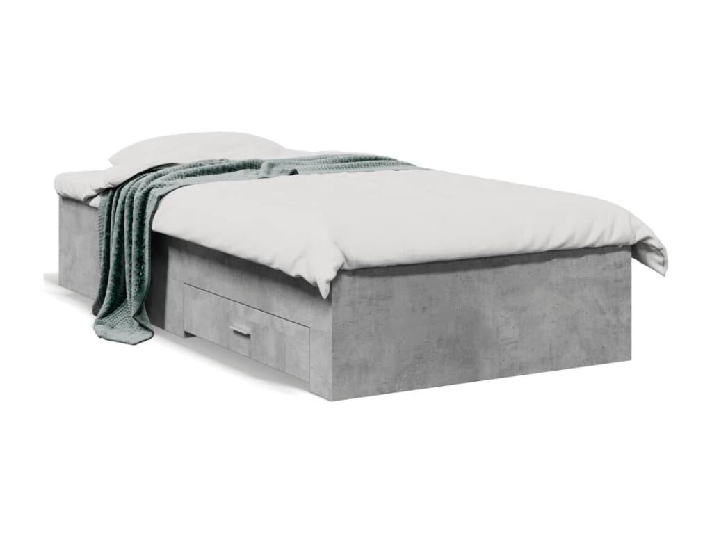 Bed frame with drawers, mattress not included, concrete grey, 90x190 cm, IJVA18842