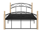 Black bed, metal and solid oak wood, 120x200 cm, 2 SNVX41850