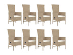 9-piece beige poly rattan garden dining set and cushions