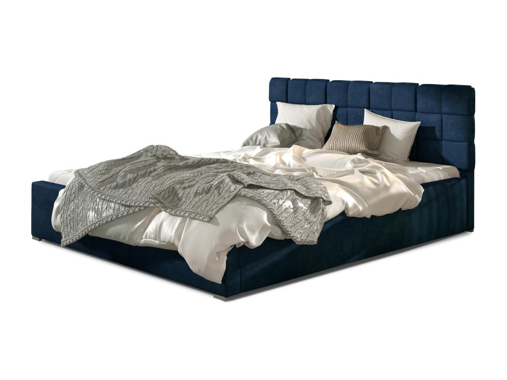 Modern 140x200 bed upholstered in blue velvet Laviecasa LNND20275