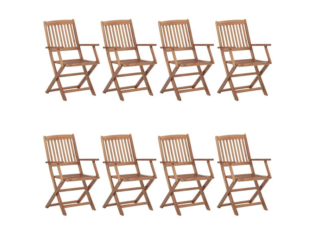 Laviecasa 8-piece folding garden chairs with cushions, wood, 10 HNLI65969