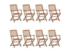 Laviecasa 8-piece folding garden chairs with cushions, wood, 10 HNLI65969