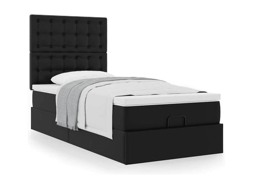 Ottoman bed frame with black 80x200 cm faux leather mattress BNLN84599