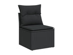 10-piece garden furniture set with cushions, black resin wicker QQGO89983