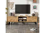Modern TV stand with wood effect, 2 doors and 2 open compartments, 160x35x45cm, Dhaasti VUPE02356