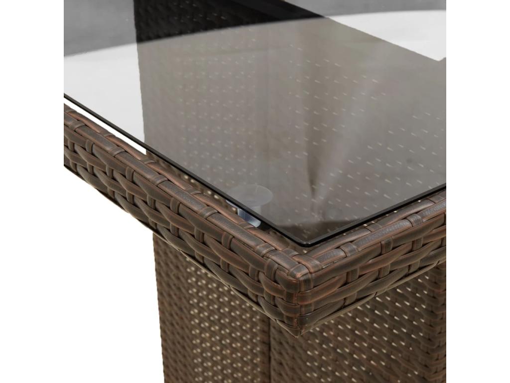 7-piece brown rattan garden dining set and cushions