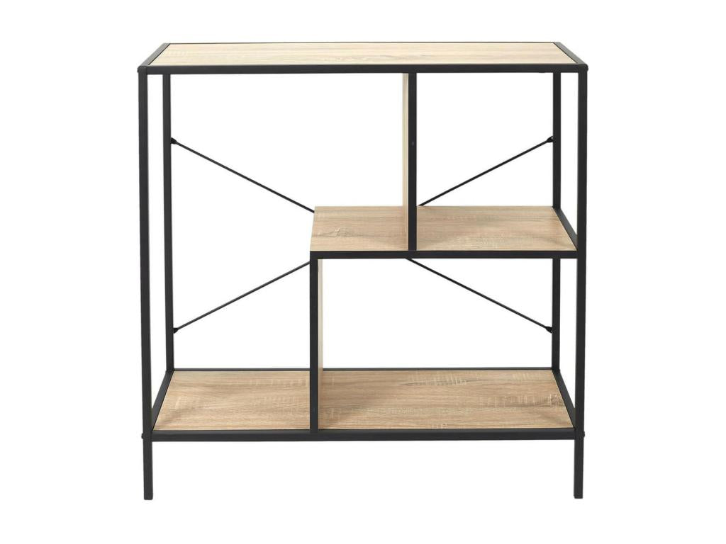 Laviecasa - 3-Tier Shelf, Wood Look and Black Metal RGKE12739