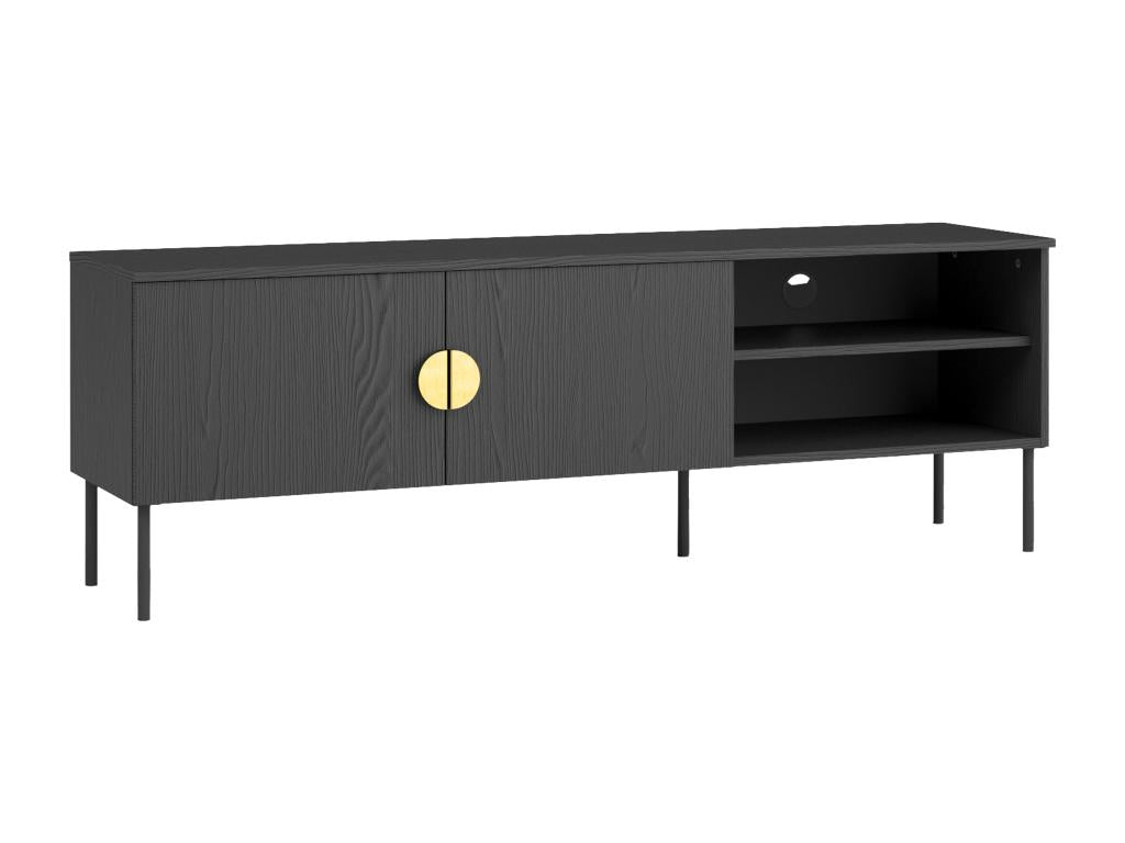 TV stand with 2 doors and 2 shelves - Black and gold - Laviecasa VUKX89482