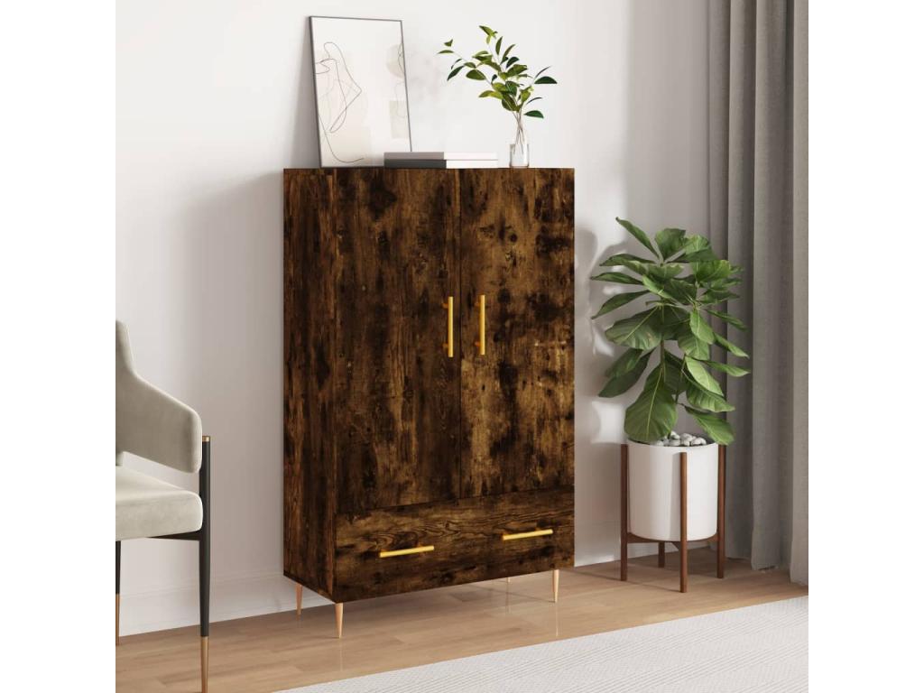 Tall smoked oak sideboard, 69.5x31x115 cm, engineered wood