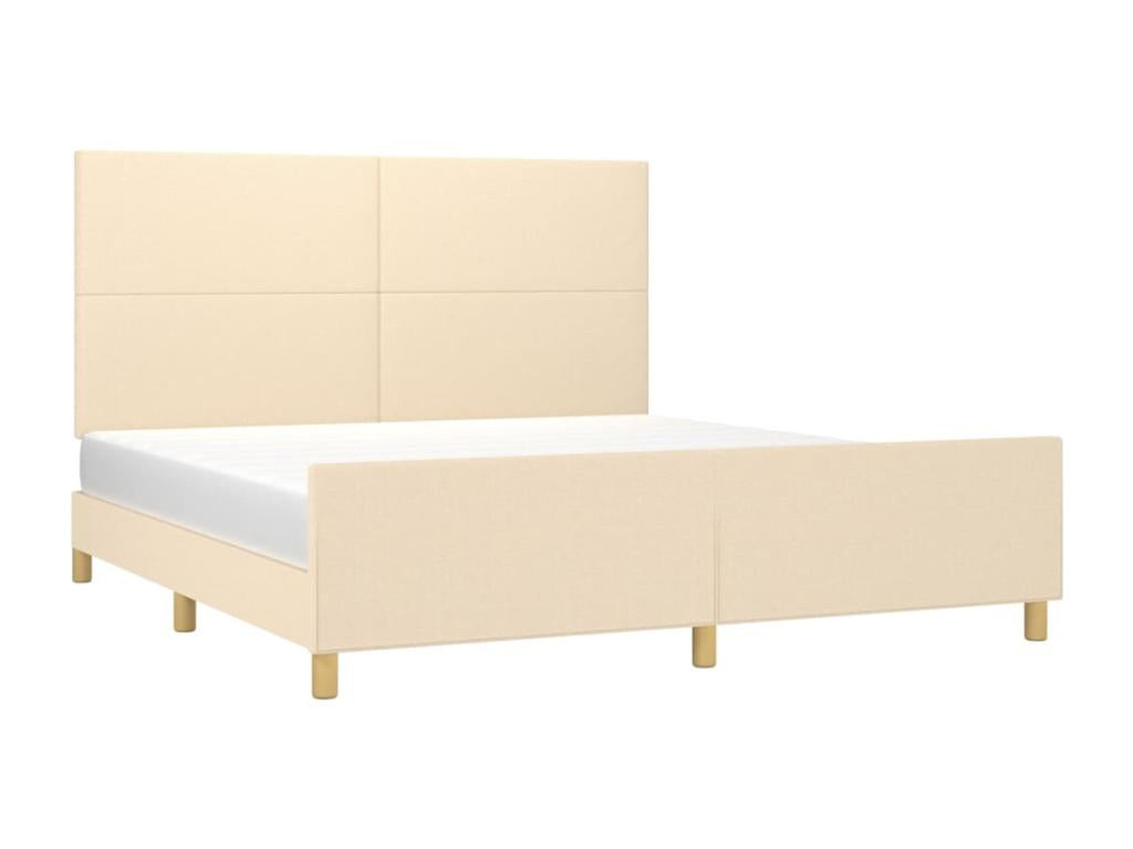 Bed frame with headboard, cream, 160x200 cm, fabric