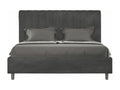 Meubiana 140x200cm Upholstered Double Bed without Slatted Base, Grey Microfiber