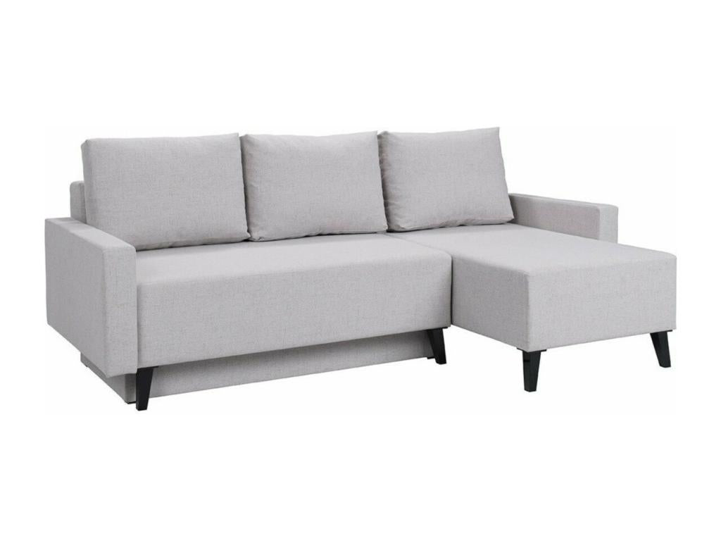 Meubiana 127 Grey Corner Sofa with Sleeping Function and Bedding Box, 225x140x74cm