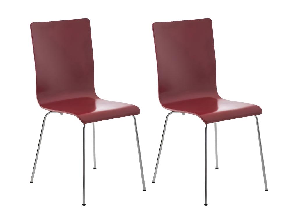 Set of 2 Conference Chairs - Wood / Chrome Metal - Red - Laviecasa ONDI47589