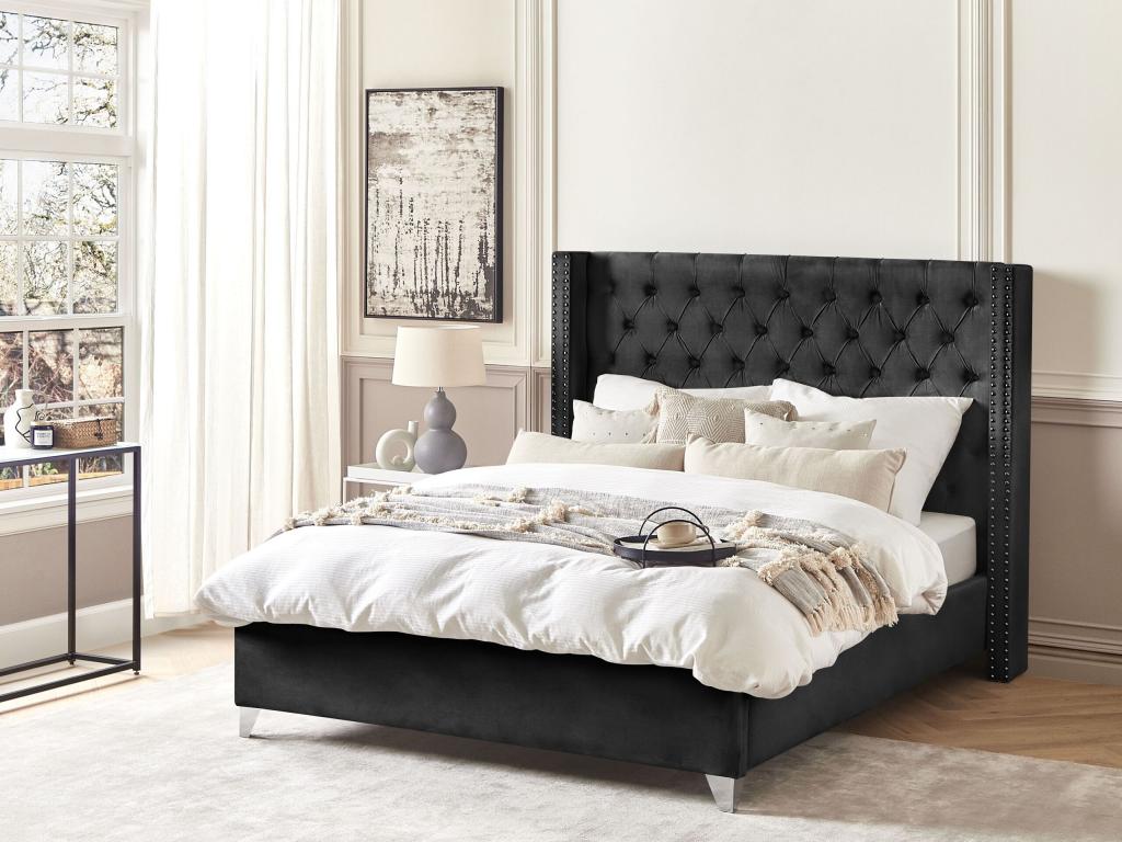 Laviecasa Velvet Bed with Slatted Base 160x200 cm Black NMYB21825