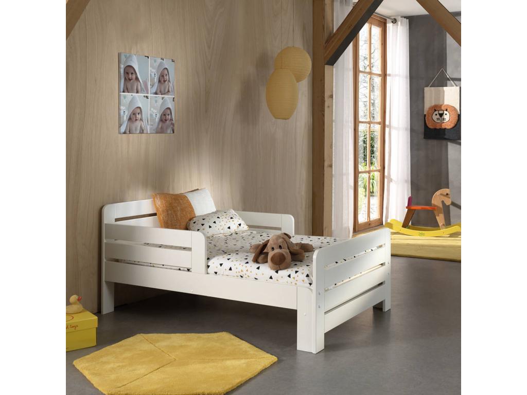 Meubiana - White Convertible Bed with Adjustable Mattress 90x140/200cm