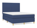 Upholstered bed base with mattress, blue, 140x190 cm, fabric PMBJ30052