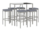 7-piece garden bar set with grey poly rattan cushions HJHE40492