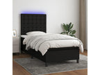 Upholstered bed base with mattress and LED lighting, black, 100x200 cm, fabric HKDO68528