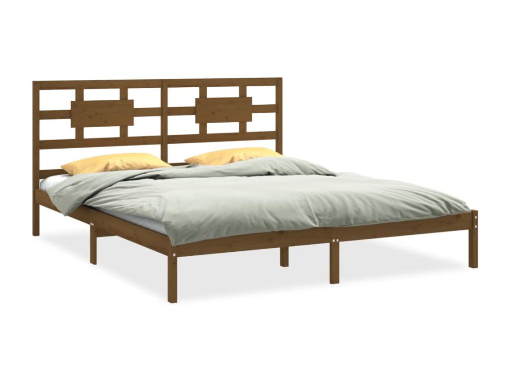 Bed frame without mattress, honey brown, 200x200 cm, solid wood