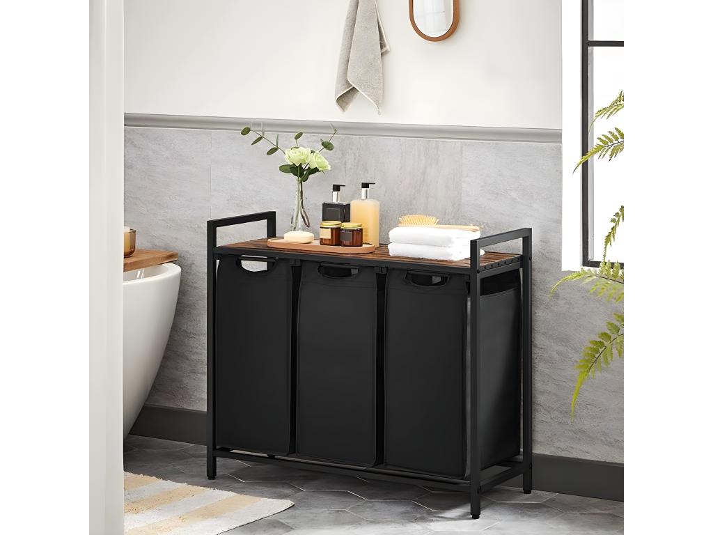 Laundry Hamper with 3 Compartments, 38L