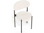 Faux fur bouclé dining chair upholstered - White loops - Black metal - Meubiana White